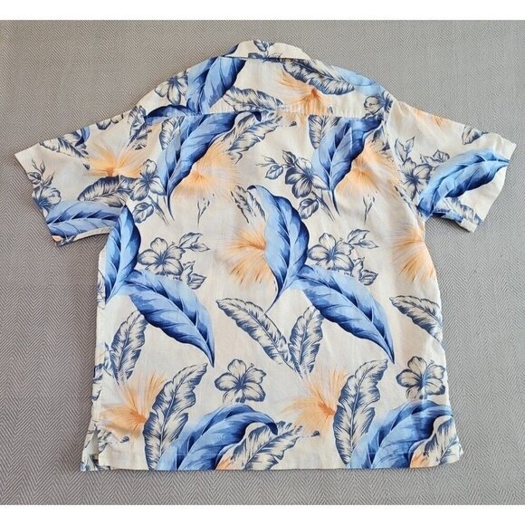 Caribbean Hawaiian Shirt Men's XL Multicolor Linen Blend Button Up S/S Floral - Picture 11 of 14
